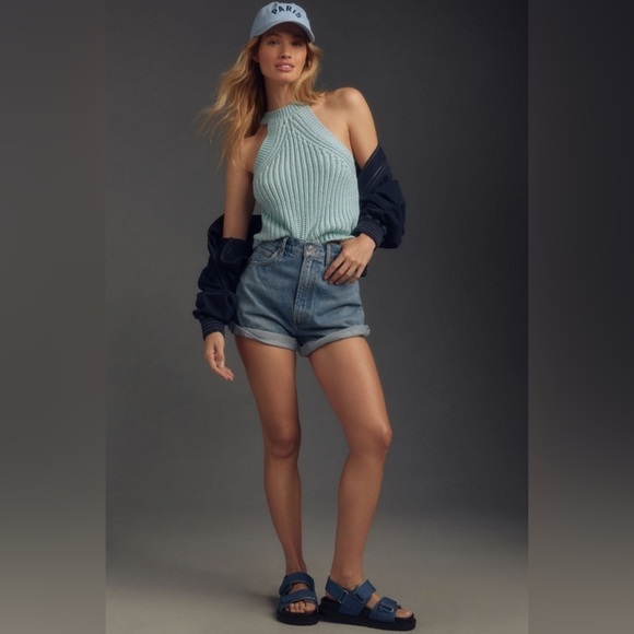 Anthropologie Sweaters - Anthropologie Knit Halter Sweater Tank Top Aquamarine XS - Pullover Ribbed
